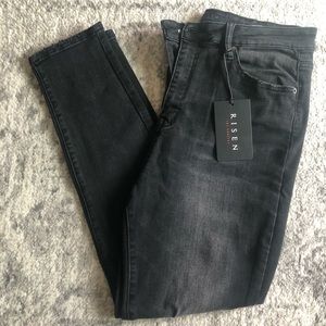 High waisted Black distressed Skinny